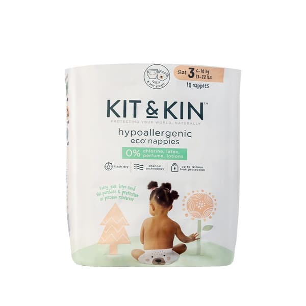 Kit & Kin Engångsblöjtestset 3 Maxi (6-10 kg) Miljövänlig