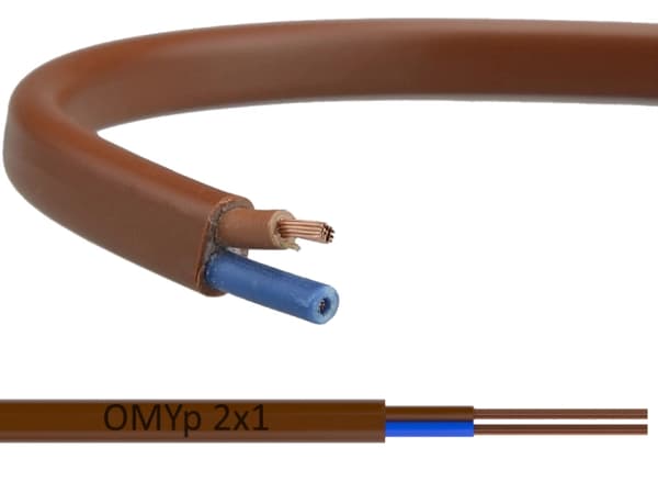 OMYp Platt elkabel 2x1 flexibel plattkabel 300V Brun 1m