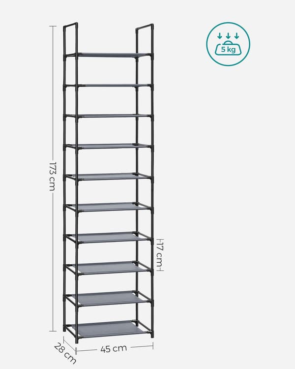 Modulært skoskab gråt 173 cm