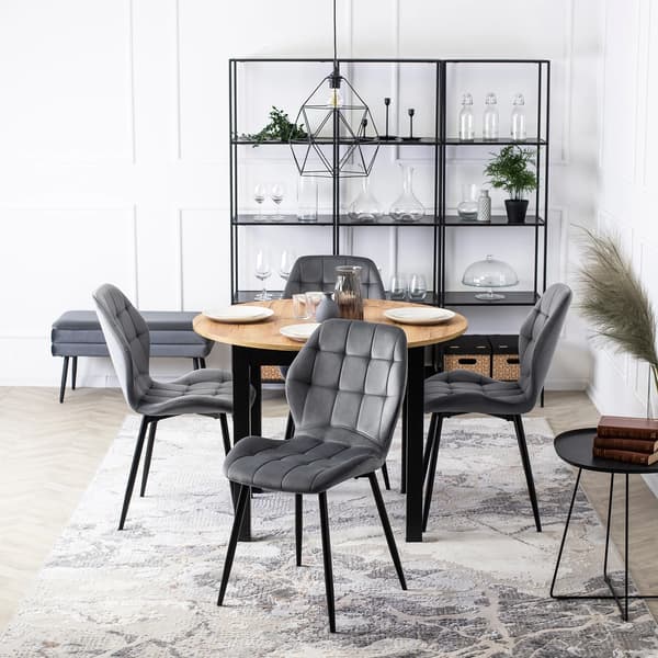 LUCKY Klädd Matstol Grå Sammet Modern Loft