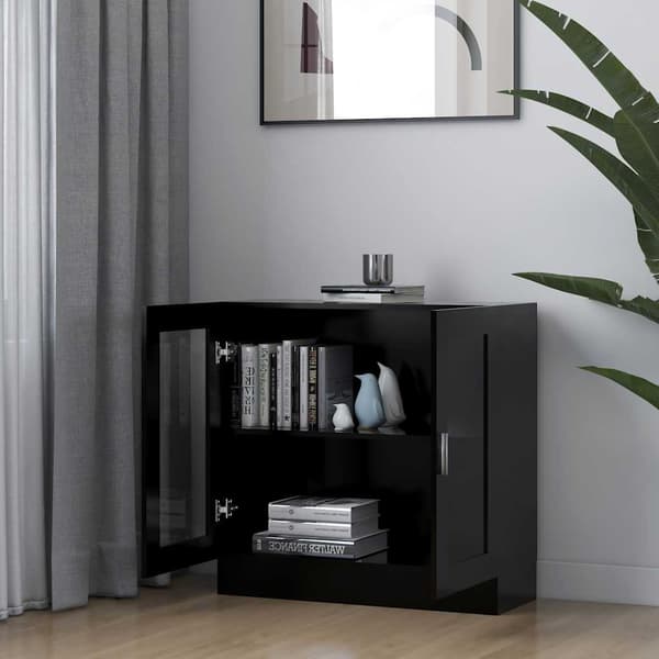 vidaXL vitrineskab, sort, 82,5x30,5x80 cm, spånplade