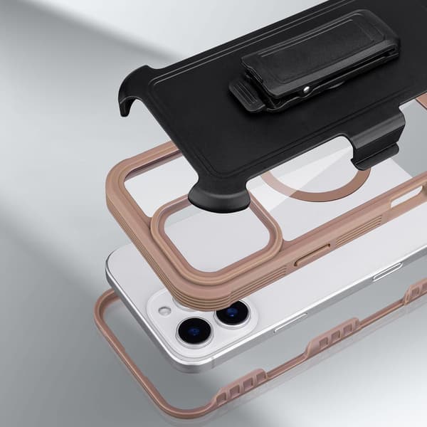 Etui til iPhone 16 Pro, stødsikker bælteklips, til MagSafe, med klips, ørkentitanium