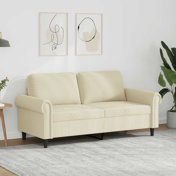 vidaXL 2-sitssoffa, krämfärgad, 140 cm, konstläder