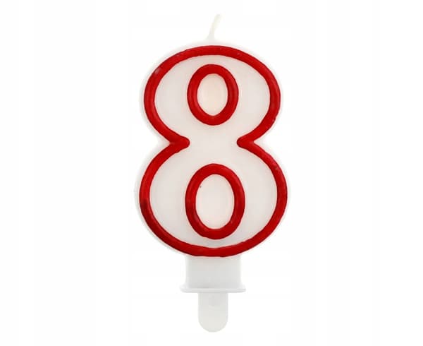Kynttilän numero punainen ääriviiva 8