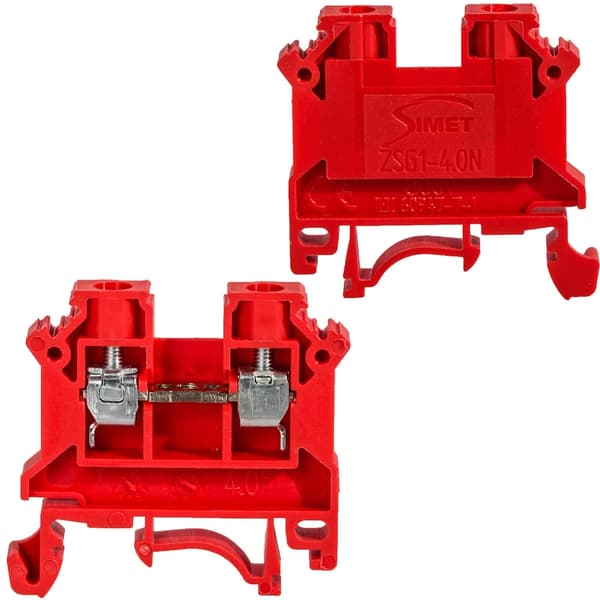 Gevindskinneforbindelse 4mm2 32A til TS32 TS35 skinne, rød SIMET