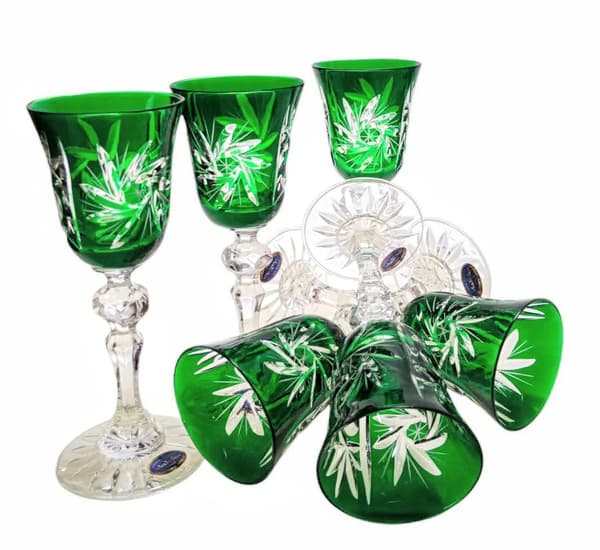 Smaragdkristalllikörglas 60ml Olive Grinder 6 stycken