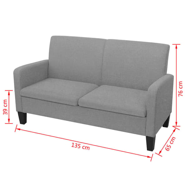 vidaXL 2-sitssoffa ljusgrå 135 x 65 x 76 cm