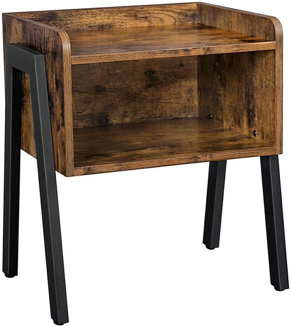 Rustikt sengebord med hylde 52 cm