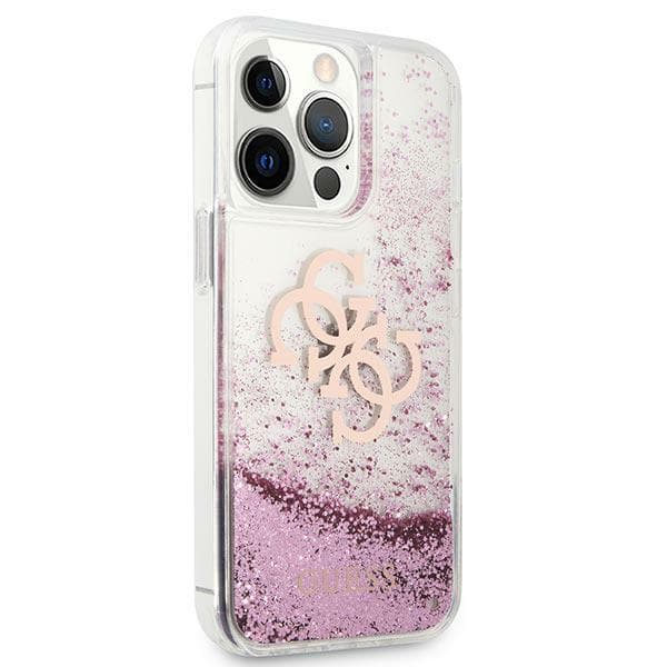 Guess 4G Big Liquid Glitter-cover til iPhone 13 Pro Max, lyserød