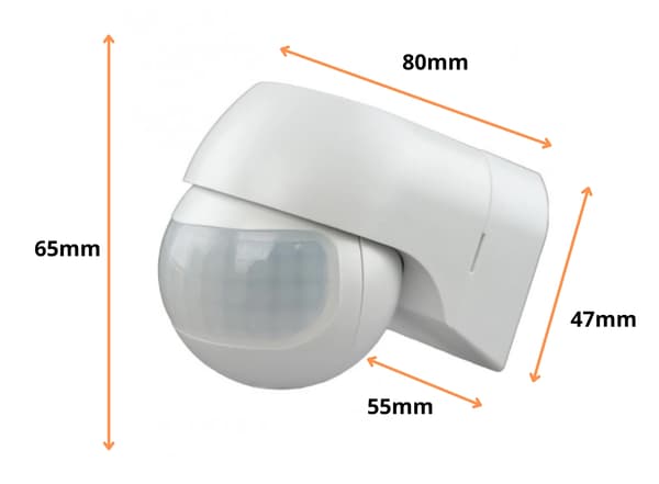 PIR-rörelsesensor Infraröd sensor Max räckvidd 12m Vit Justerbar