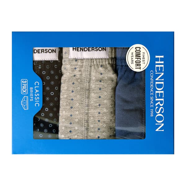 Klassiska Henderson herrkalsonger 3-pack | Marinblå, grå, blå M