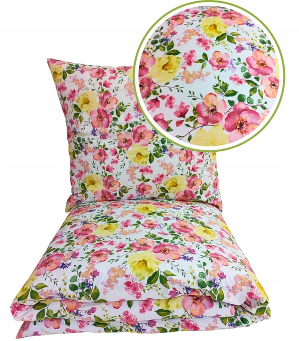 SÄNGBÄCKSET 160x200 cm TJOCKT BOMULLSSET MED BLOMSTER