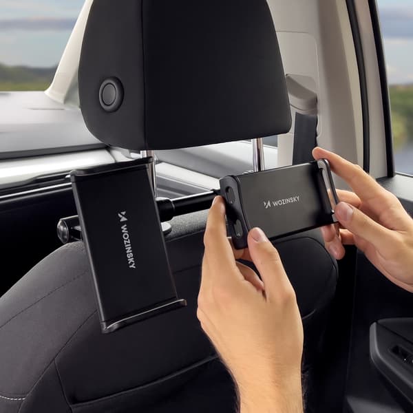 Dobbelt nakkestøtte biltelefonholder, sort