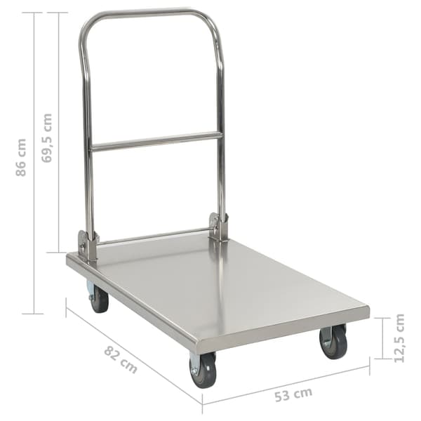 vidaXL platformsvogn sølv 82x53x86 cm rustfrit stål