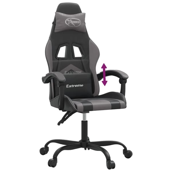 vidaXL gamingstol, sort og grå, kunstlæder