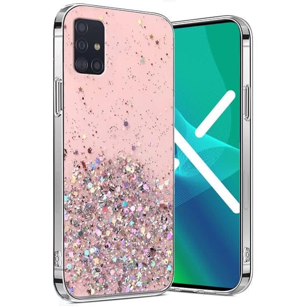 Samsung Galaxy A51 4G cover, glitrende, lyserød