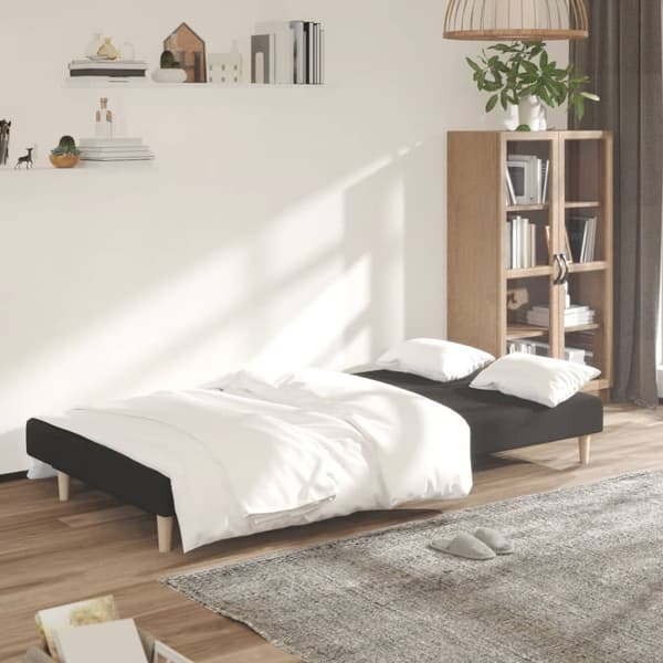 vidaXL 2-sits bäddsoffa, svart, klädd i tyg