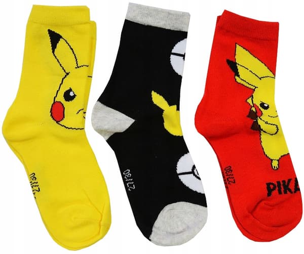 Pikachu Pokémon fodstrømper til drenge 3-pak 23/26