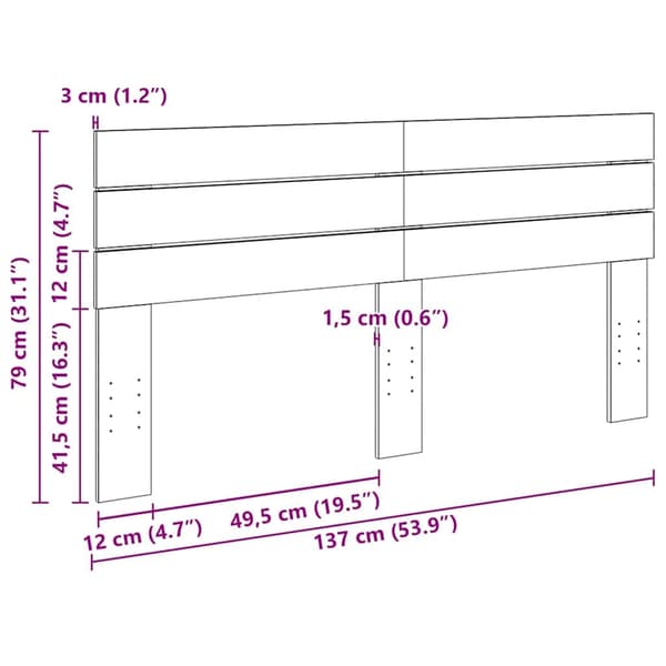 vidaXL sengegavl 135 cm massivt træ egetræ