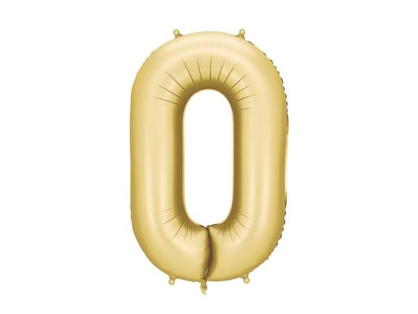 Folieballon nummer 0 86cm guld