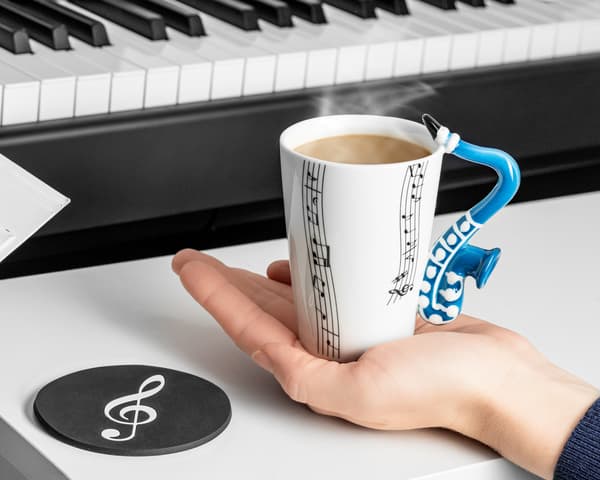 Musikduo-set - SAXOFONmugg + underlägg