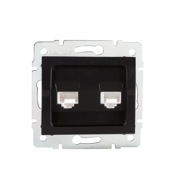 Dobbelt uafhængig computerstik 2x RJ45Cat 5e Jack Mat Sort LOGI