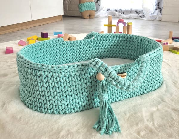 Moses Basket BOHO Bomullsdockbärare - Mint