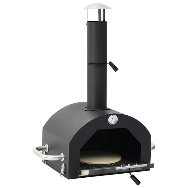 vidaXL 3-in-1 puutarhapizzauuni, grilli, savustin, musta