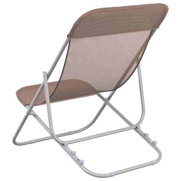 vidaXL foldbare strandstole, sæt med 2, brun, textilene og stål