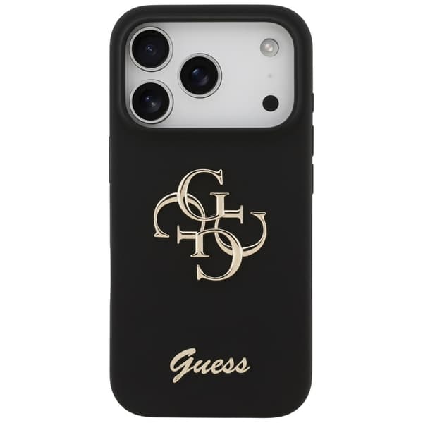 Guess Big 4G Script -silikonikuori iPhone 17 Prolle, musta