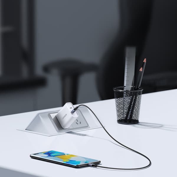 USB-C-virtalähde 240 W 5 A 2 m punottu kaapeli harmaa