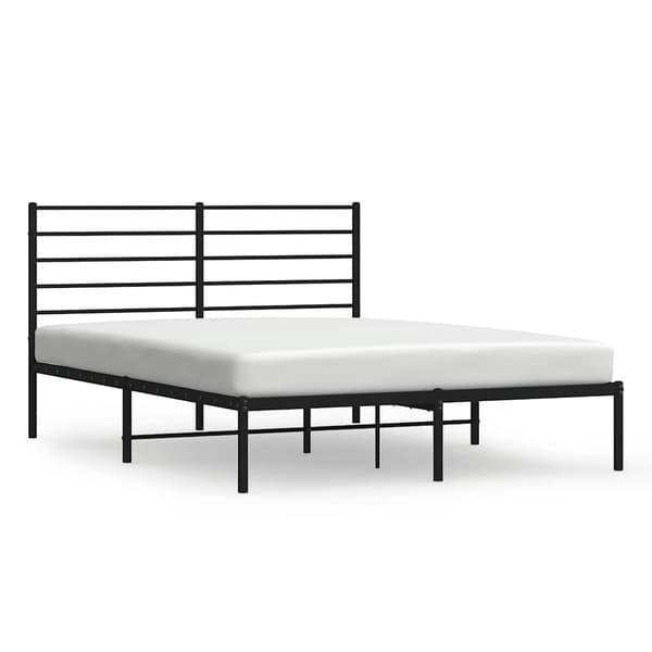 vidaXL metalsengestel med hovedgærde sort 150x200 cm