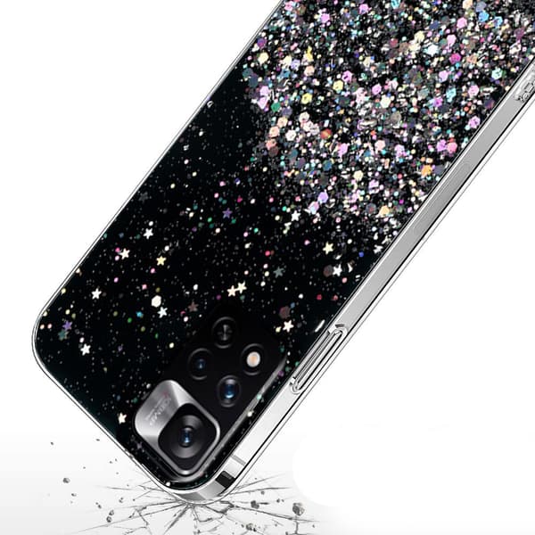 Etui til Xiaomi Redmi Note 11 Pro 4G/5G, Glitrende, Sort