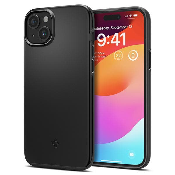Spigen Thin Fit-cover til iPhone 15 Plus, sort