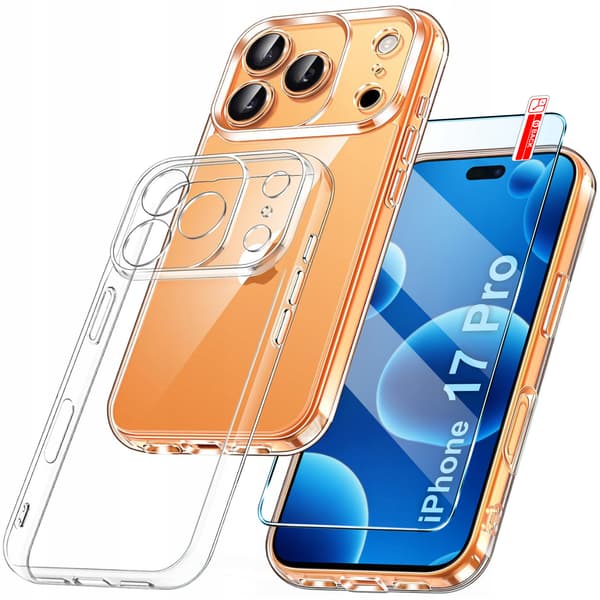 Etui til iPhone 17 Pro FORSTÆRKET KLART ETUI 2MM + 9H Glas