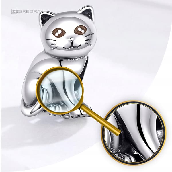 Berlocker silver 925 silver KATT hänge silverpärla katt berlocker 925
