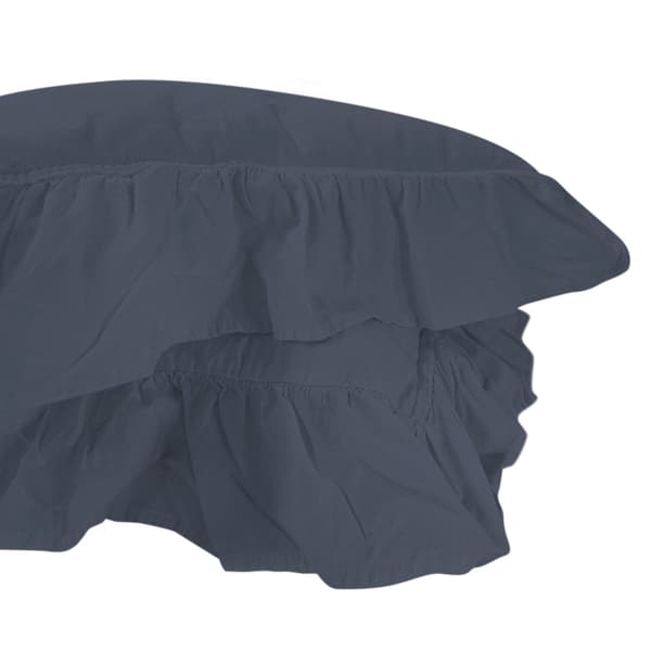 Bäddset 160x200 100% KRÄFTAD BOMULL med volanger, mörkgrå