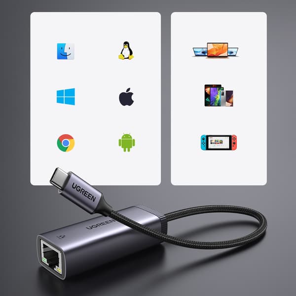 Extern USB Typ C - RJ45 1Gbps nätverksadapter