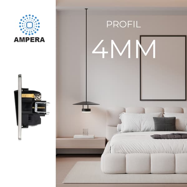 Dubbelkryssströmbrytare svart borstat stål