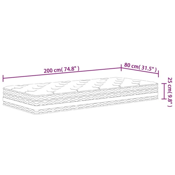 vidaXL pocketmadras, medium fast, 80x200 cm