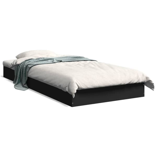 vidaXL sengestel sort 75x190 cm træbaseret materiale