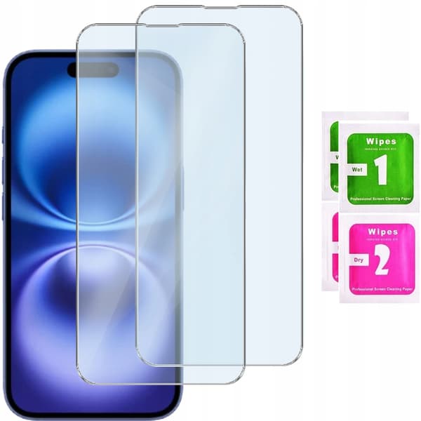 2x Härdat glas för Apple iPhone 16 9H glas