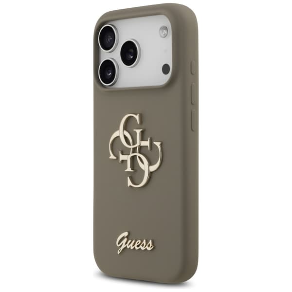 Guess Silikone Big 4G Script-cover til iPhone 17 Pro, brunt