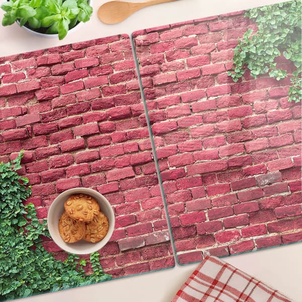 Glaskökserveringsbräda med tegelväggsgrafik 2x40x52 cm
