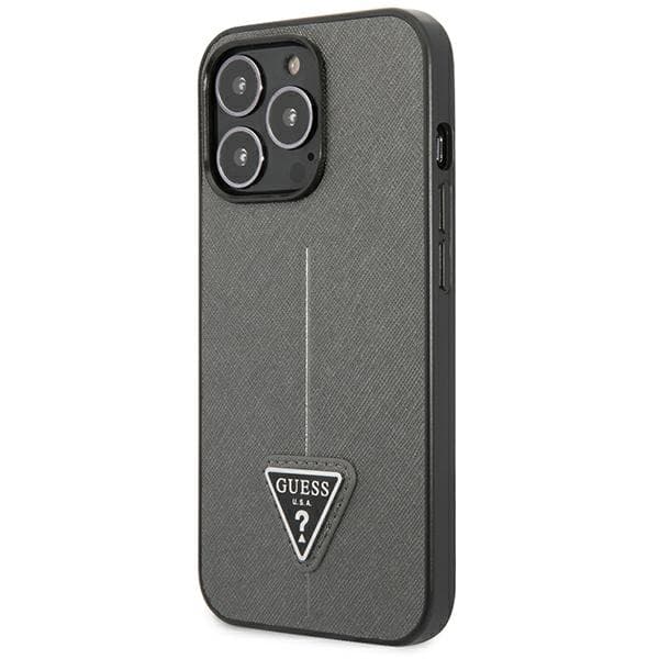 Guess Saffiano Triangle Logo-cover til iPhone 13 Pro / 13, sølv