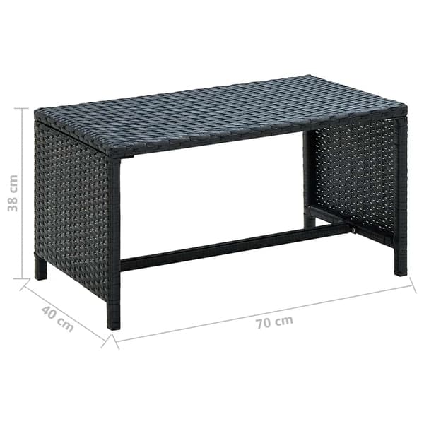 vidaXL sofabord, sort, 70x40x38 cm, polyrattan