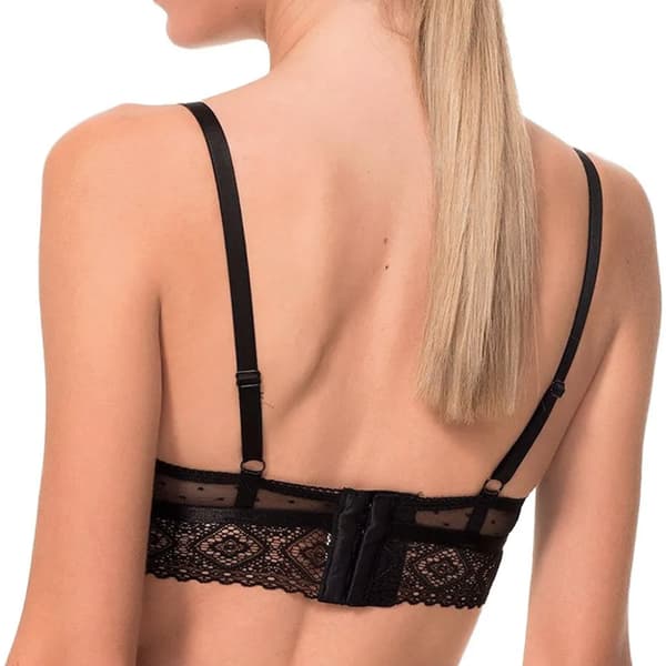 Dame-BH med polstring, blonde og tyl, elegant sort Dame-BH med polstring, blonde og tyl, elegant sort