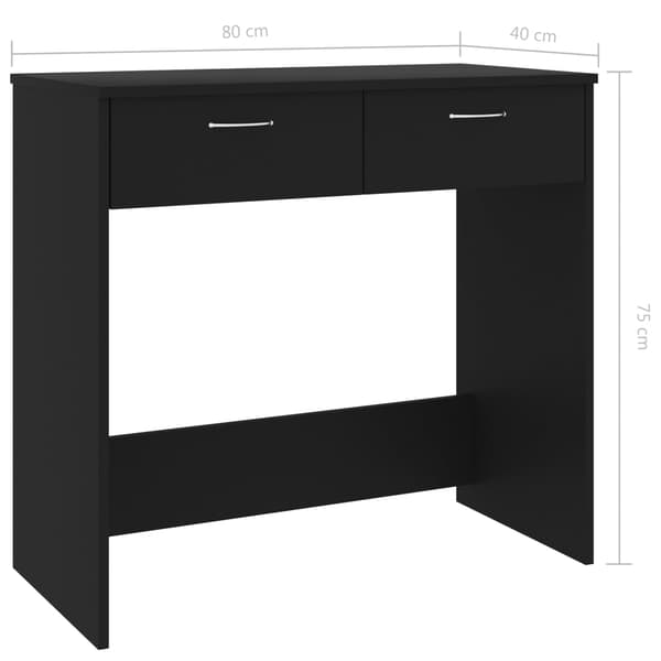 vidaXL skrivebord, sort, 80x40x75 cm, spånplade