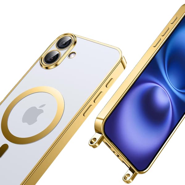 iPhone 16 -kotelo, Electro MagSafe, kulta + näytönsuoja + nauha