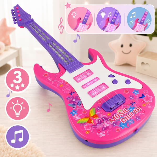 [5] Interaktiv guitar til børn, musik, lys og lyd Z3401